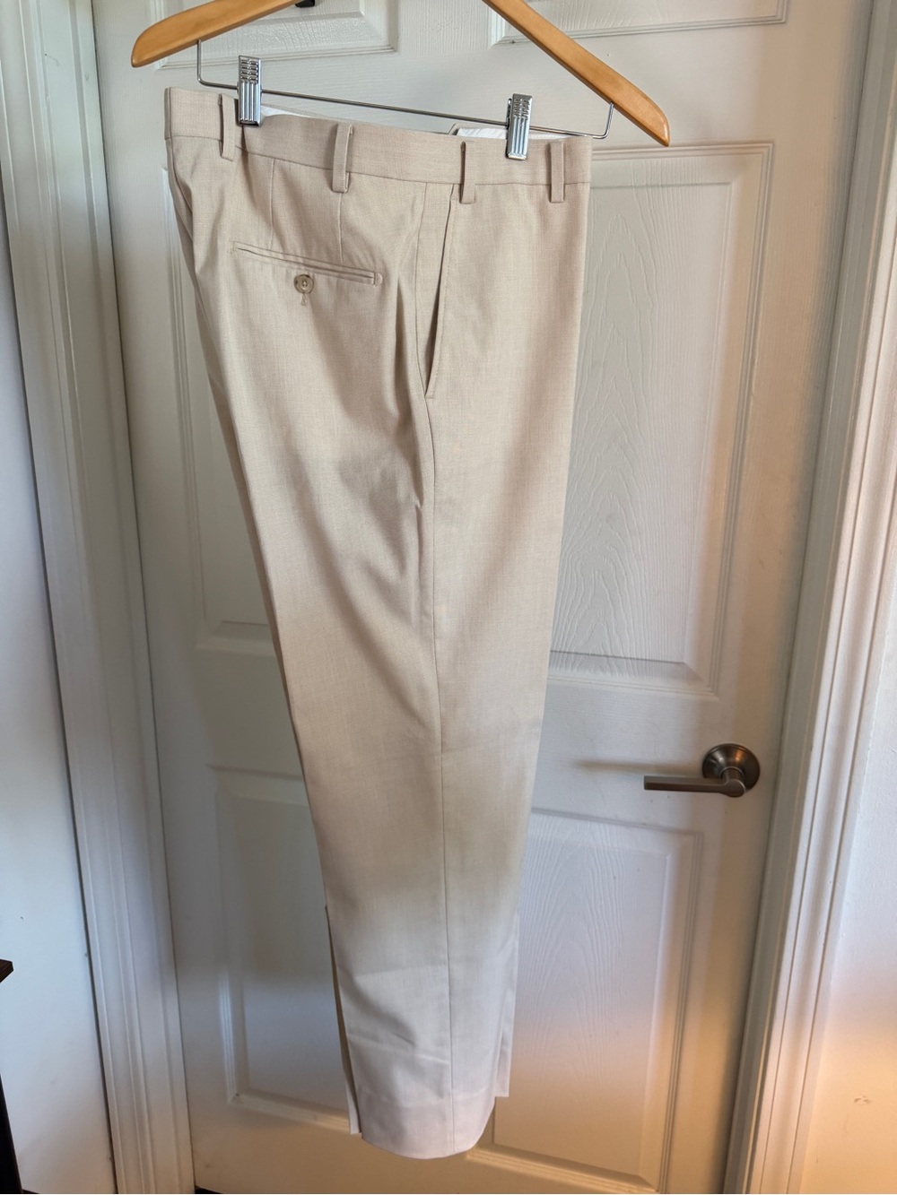 SuitShop Men’s Light Tan Dress Pants 34x30 (3” Let‑Out Available)